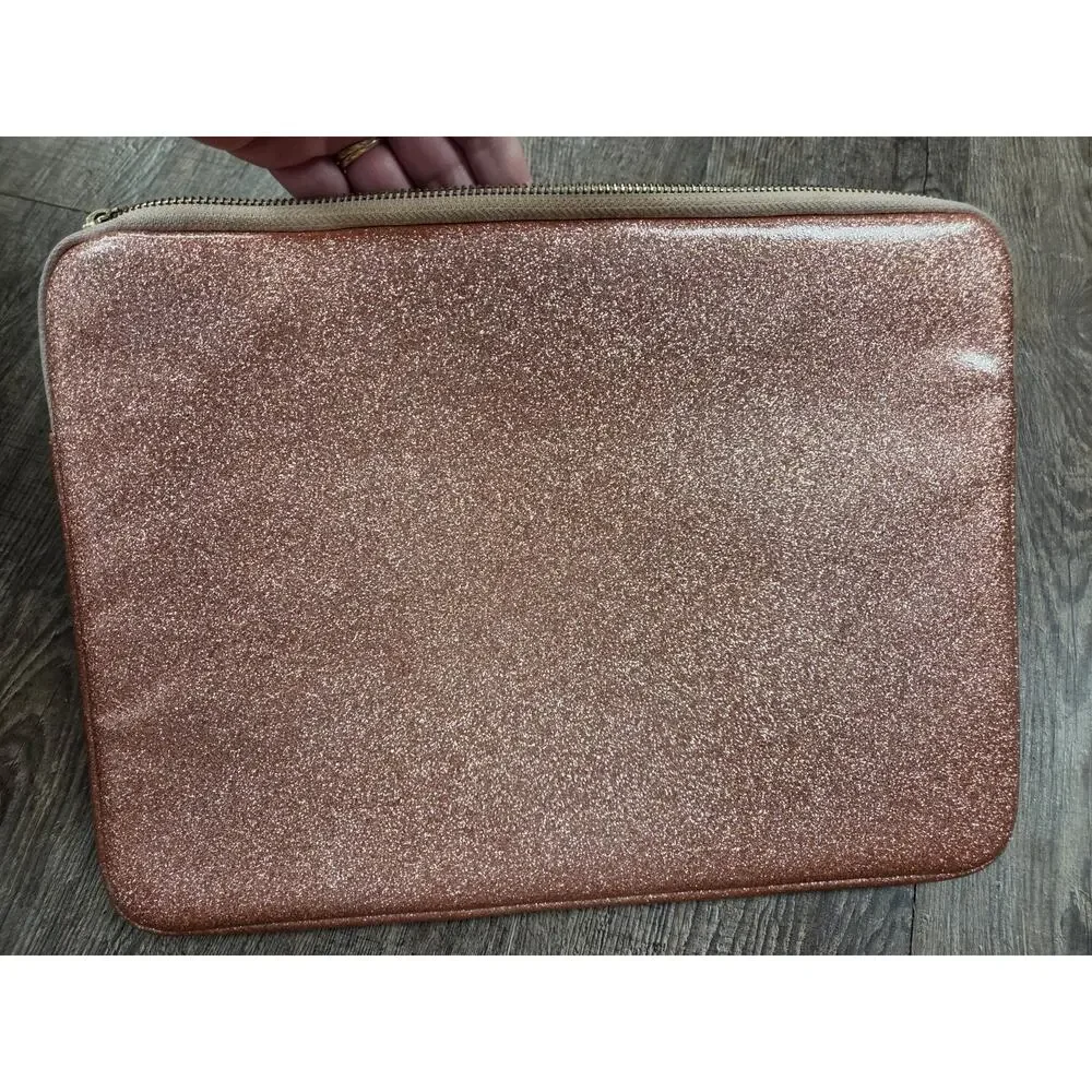 Kate Spade New York Rose Gold Glitter Sleeve for 13” Laptop Padded Zippered